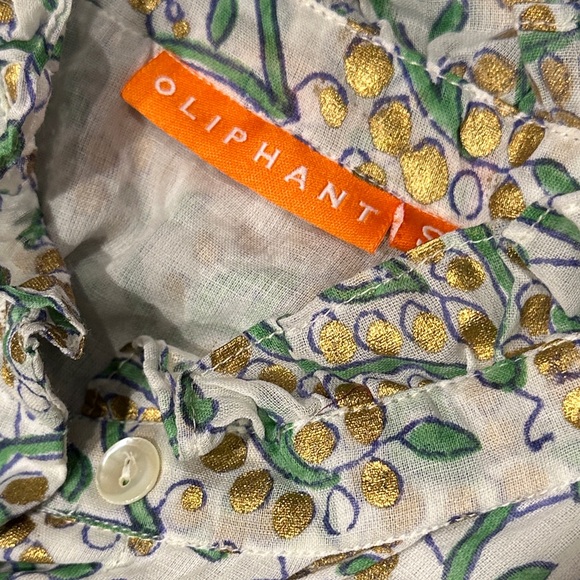 OLIPHANT design ruffle collar mini marseille Floral gold Dress S NWOT romantic - Picture 7 of 11